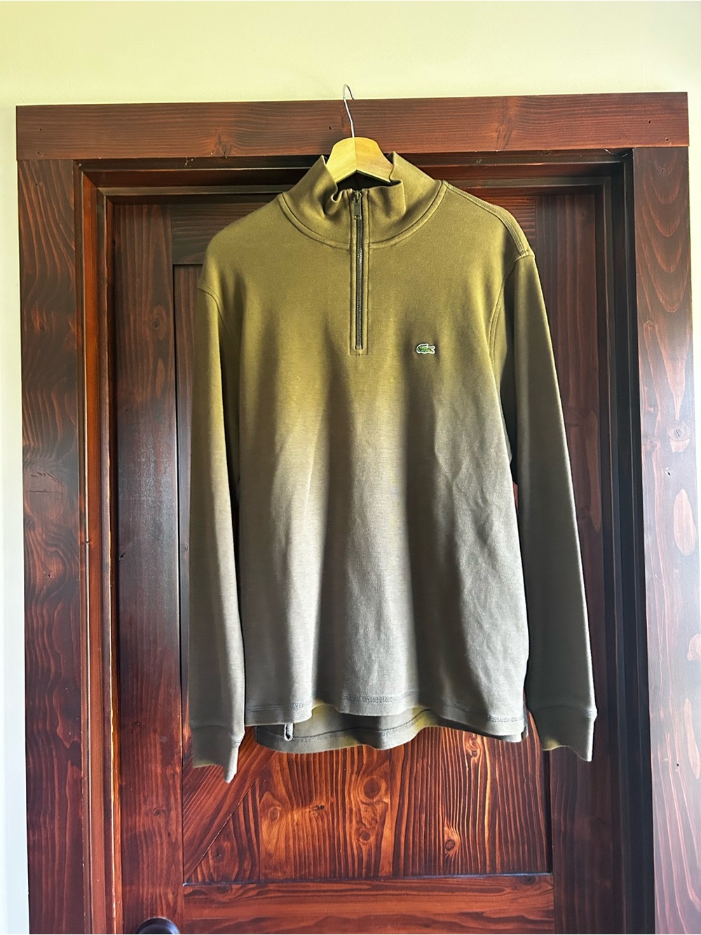 Lacoste Men's Olive Green Half-Zip Sweater